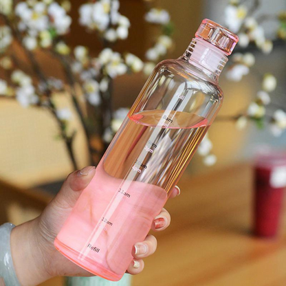 Time Scale Glass Water Bottle - All Colours