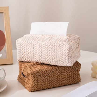 Woven Tissue Box Holder - White/Brown