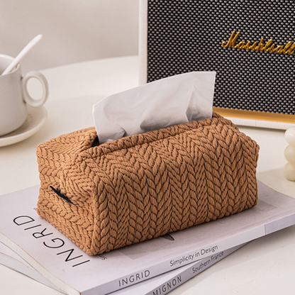 Woven Tissue Box Holder - White/Brown