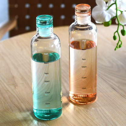 Time Scale Glass Water Bottle - All Colours