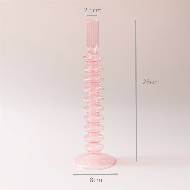 Pink Nordic Clear Glass Vase & Candle Holder