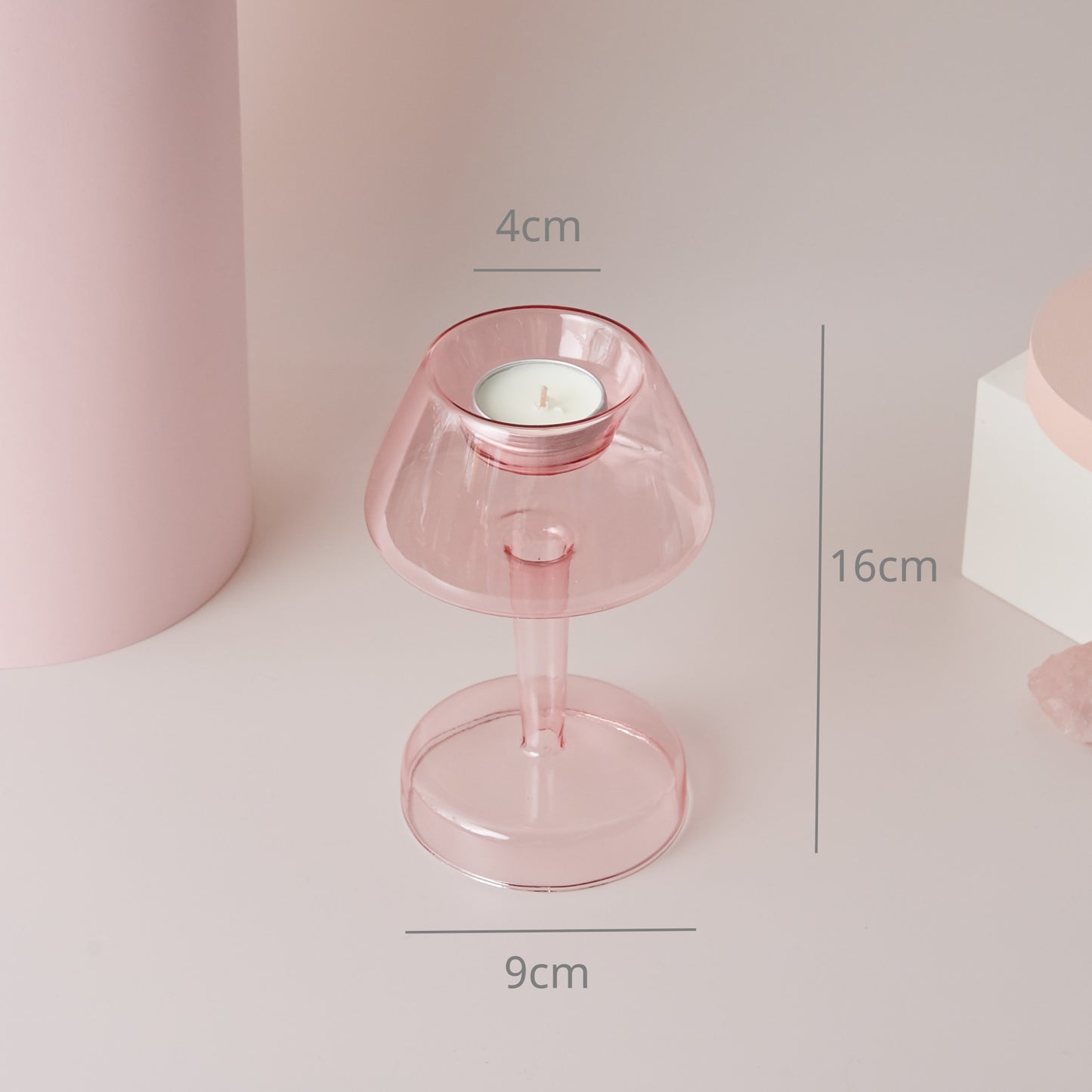 Pink Nordic Clear Glass Vase & Candle Holder