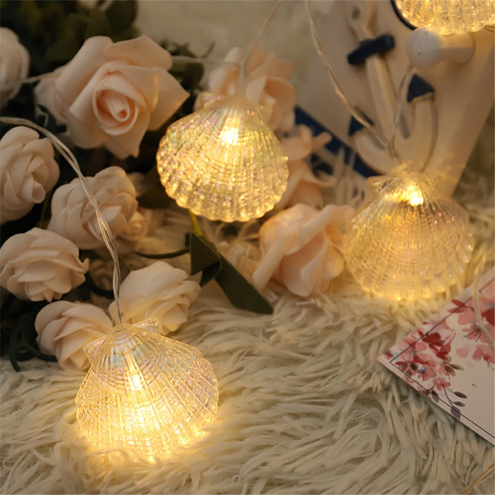 Ocean Iridescent Sea Shell Fairy Lights