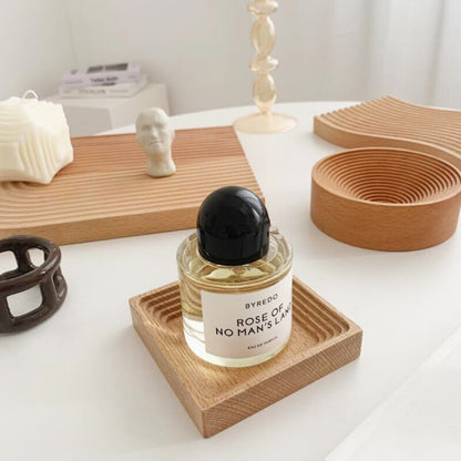 Ribbed Wooden Decorative Tray