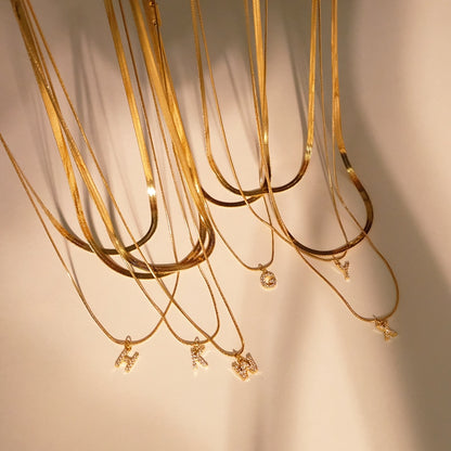 Gold Diamond Initial Necklace