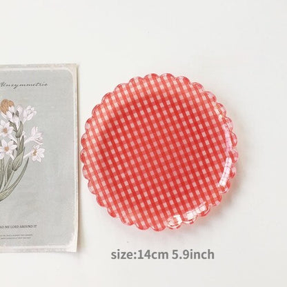 Plastic Gingham Pattern Brunch Dining Set