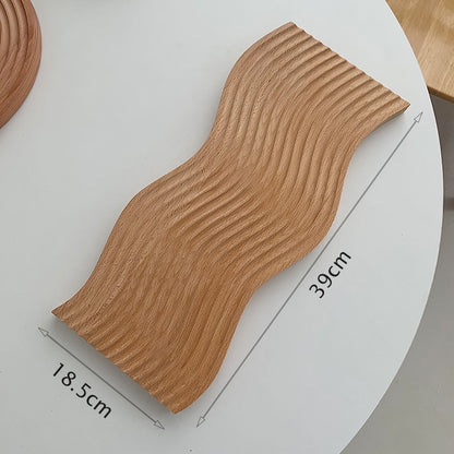 Ribbed Wooden Decorative Tray