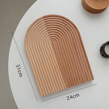 Ribbed Wooden Decorative Tray