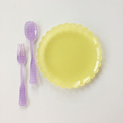 Plastic Gingham Pattern Brunch Dining Set