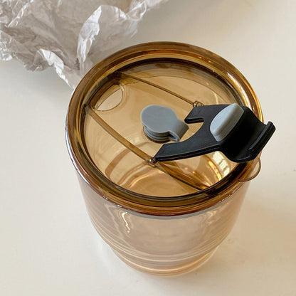 Glass Iced Coffee Cup With Lid & Straw