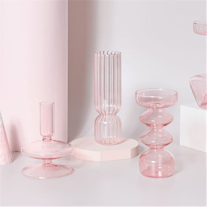 Pink Nordic Glass Vase & Candle Holder