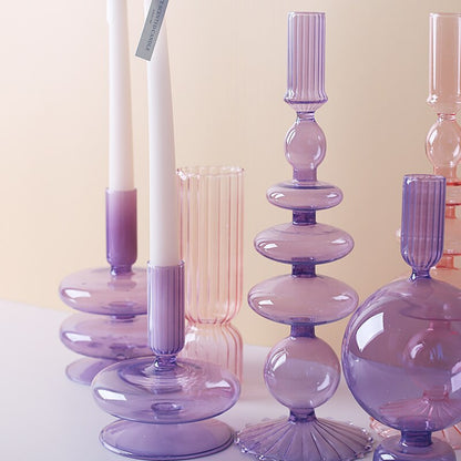 Romantic Purple Bougeoir Glass Candle Holder