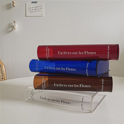 Transparent Acrylic Book Vase - Blue/Clear/Brown