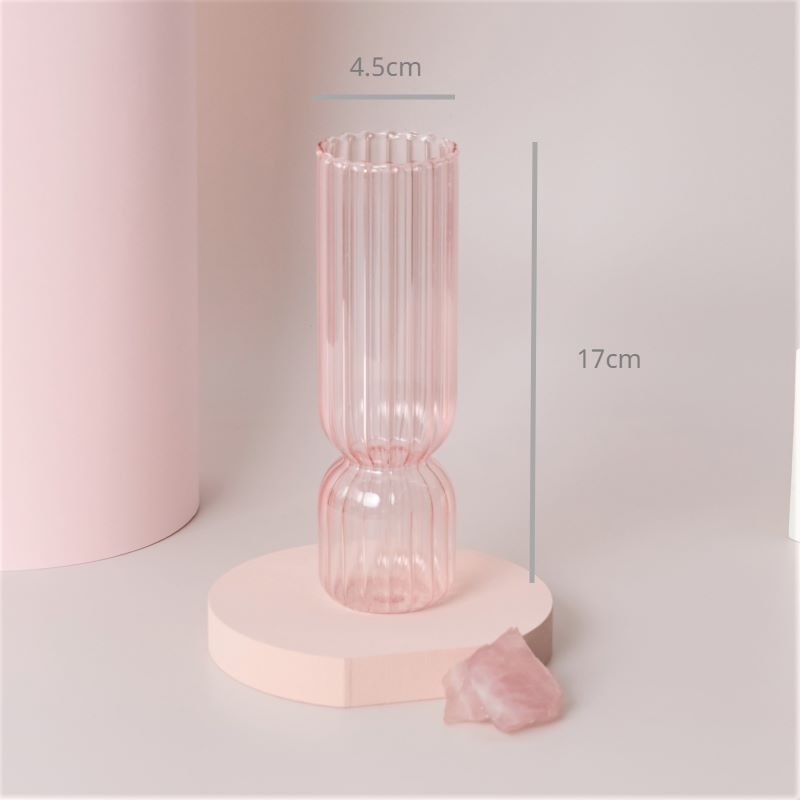 Pink Nordic Clear Glass Vase & Candle Holder