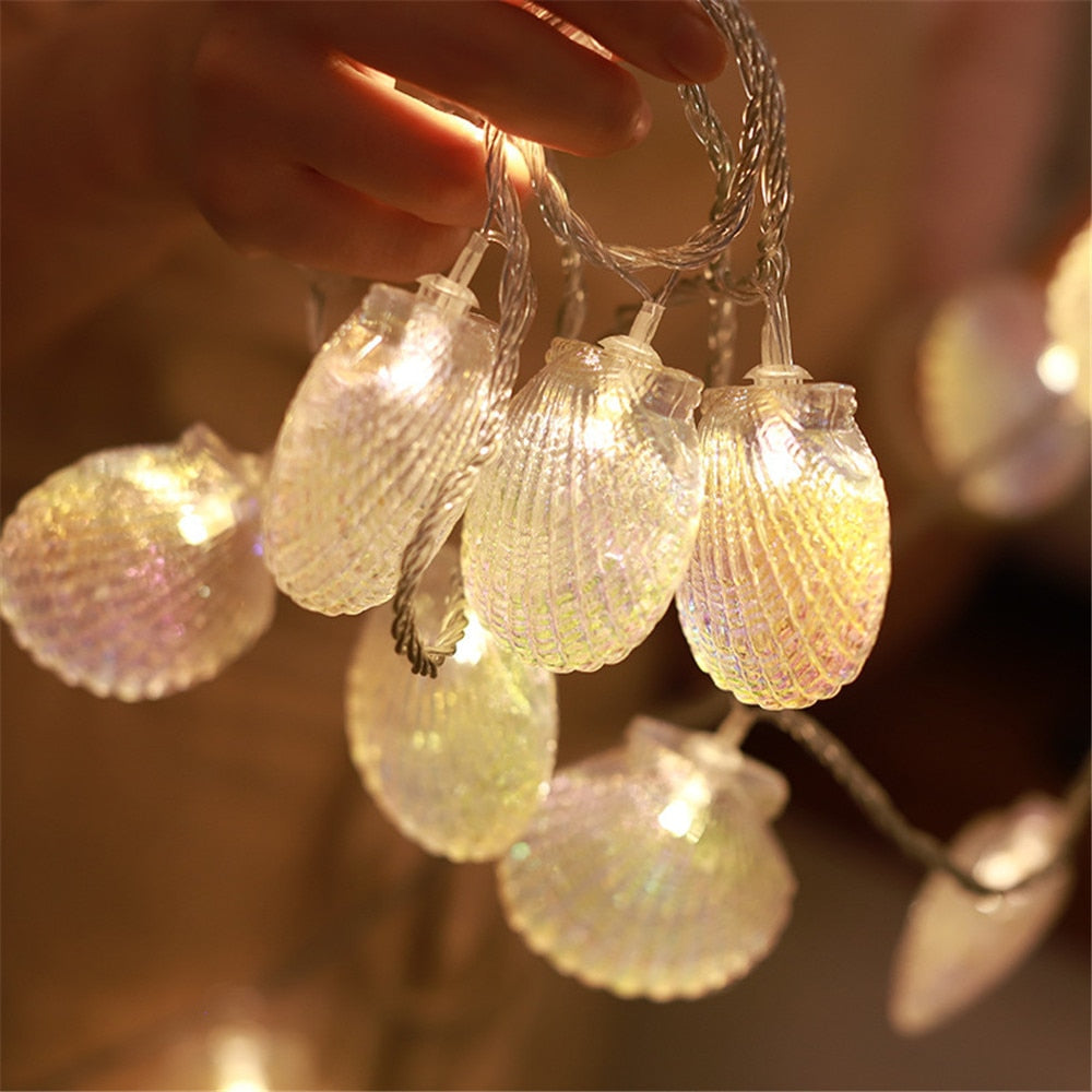 Ocean Iridescent Sea Shell Fairy Lights