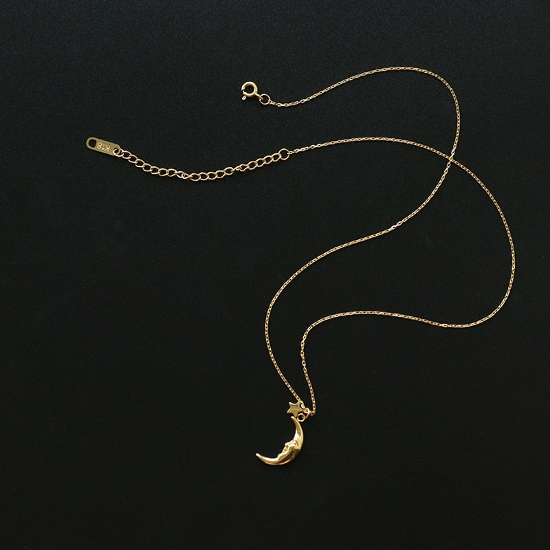 Gold Crescent Moon Charm Necklace