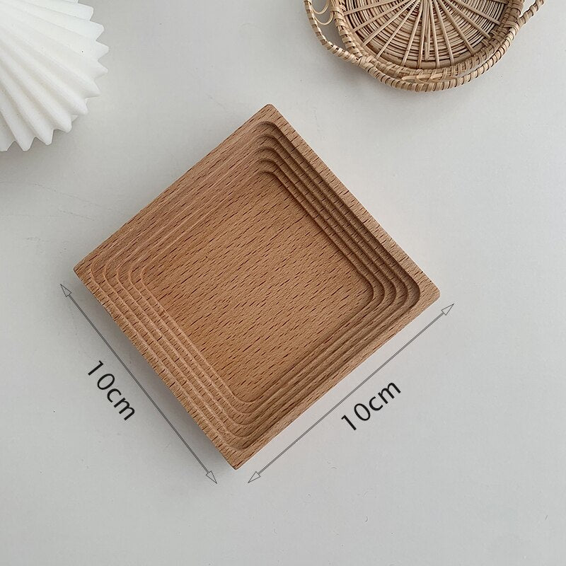 Ribbed Wooden Decorative Tray