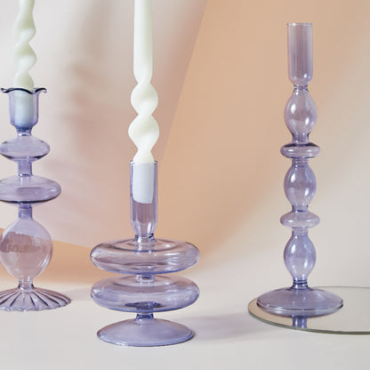 Lilac Clear Glass Vase & Candle Holder