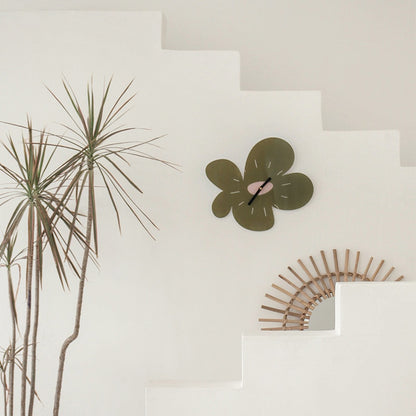 Green Flower Shape Clock