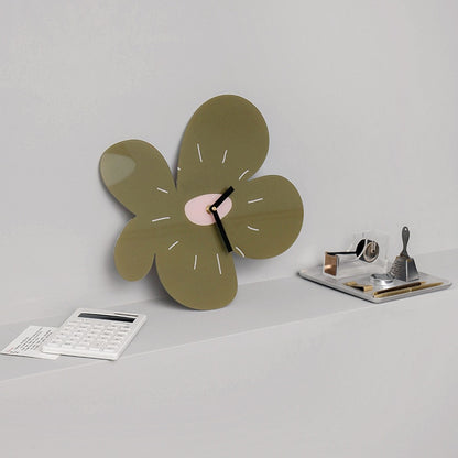 Green Flower Shape Clock