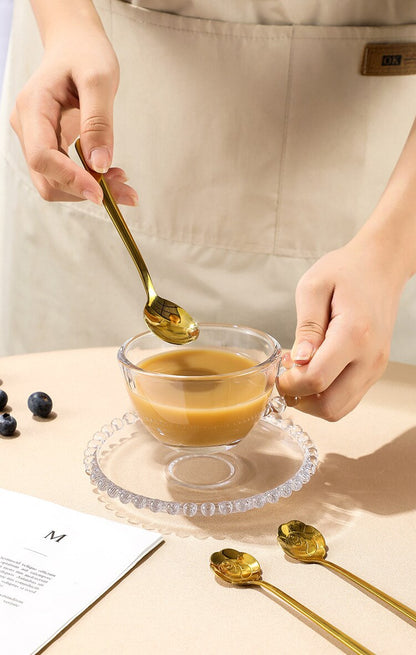 Vintage Glass Beaded Tea Cup & Saucer