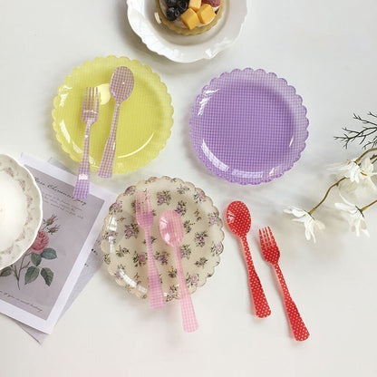 Plastic Gingham Pattern Brunch Dining Set