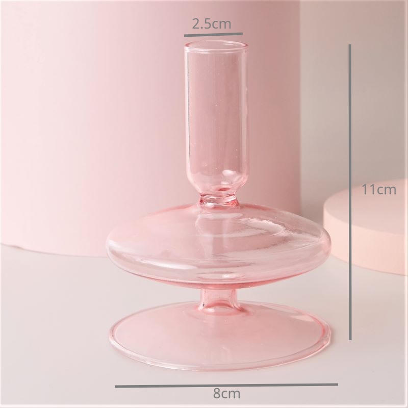 Pink Nordic Clear Glass Vase & Candle Holder