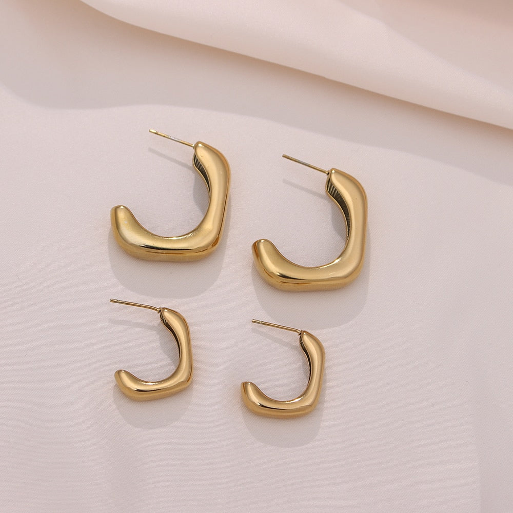 18K Gold Plated Square Hoop Earrings