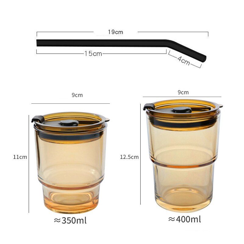 Glass Iced Coffee Cup With Lid & Straw
