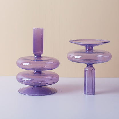 Romantic Purple Bougeoir Glass Candle Holder