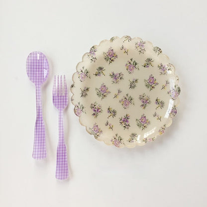 Plastic Gingham Pattern Brunch Dining Set