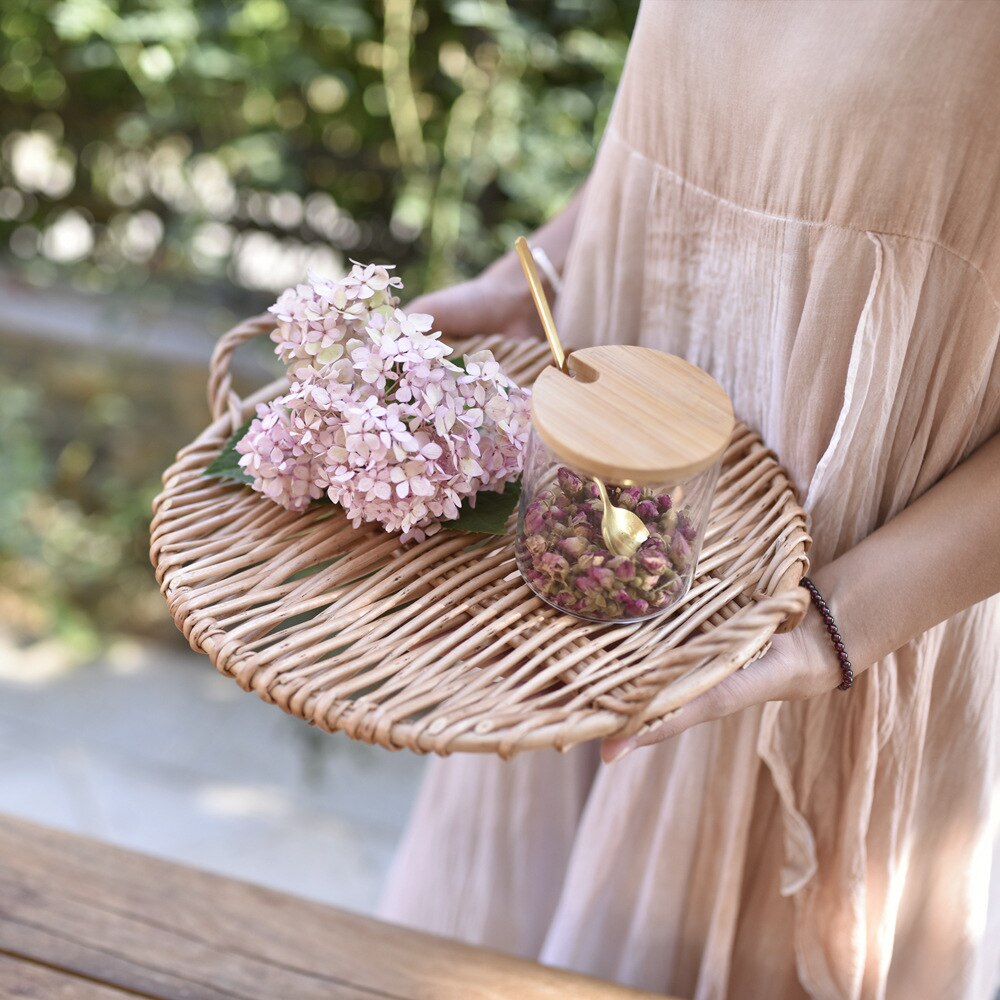 rattan style serving tray 