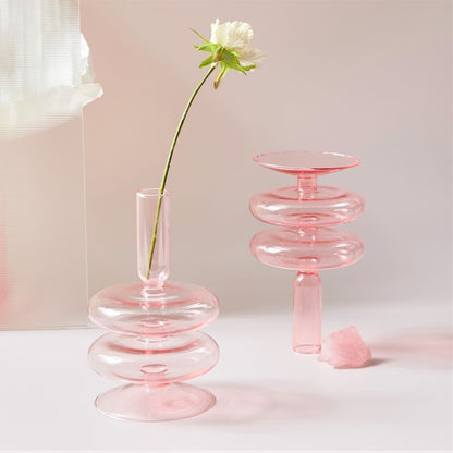 Pink Nordic Glass Vase & Candle Holder