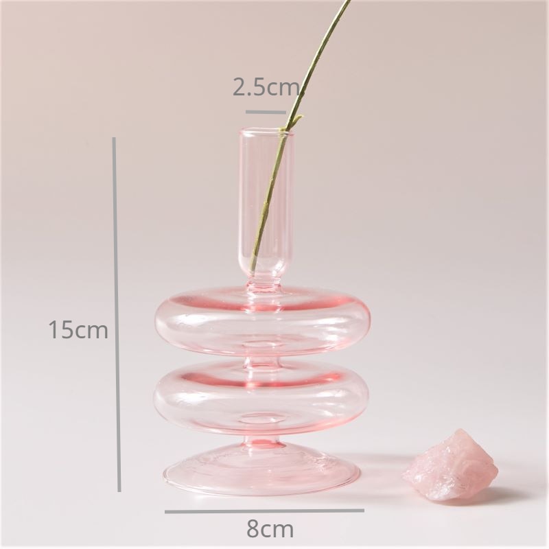 Pink Nordic Clear Glass Vase & Candle Holder