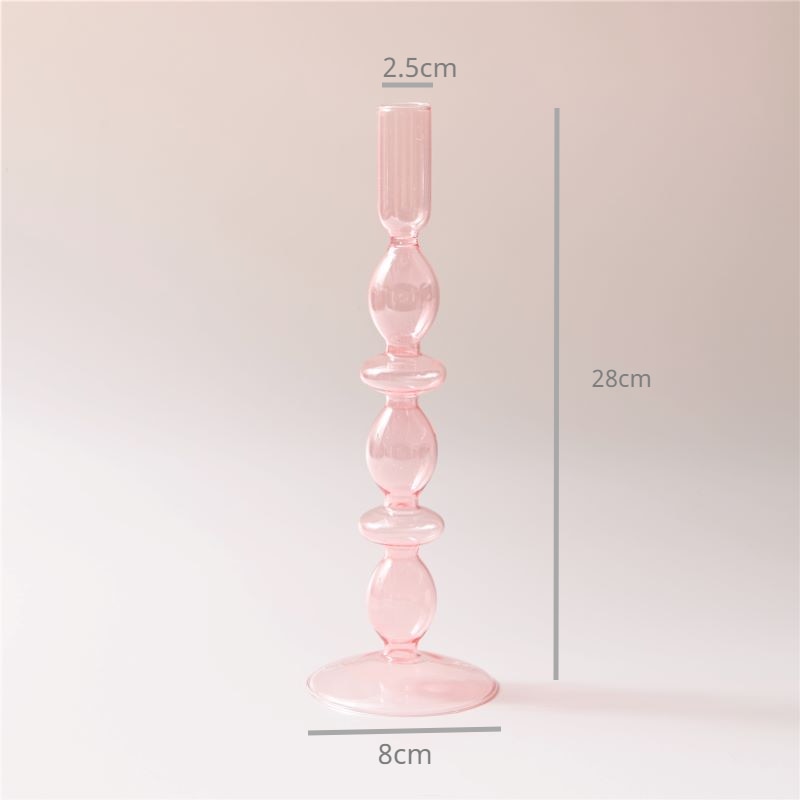 Pink Nordic Clear Glass Vase & Candle Holder