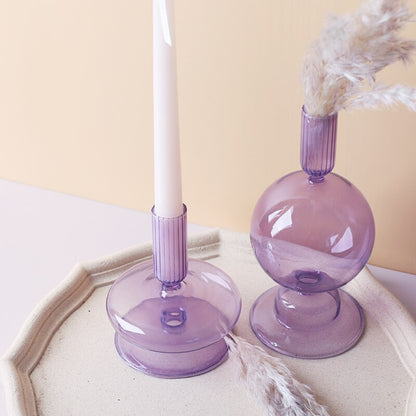 Romantic Purple Bougeoir Glass Candle Holder