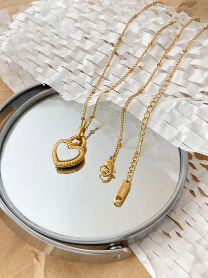 18K Gold Plated Natural Shell Heart Necklace