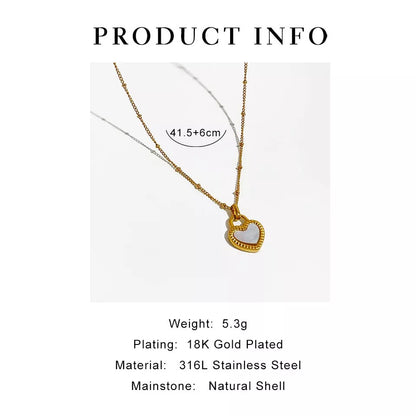 18K Gold Plated Natural Shell Heart Necklace