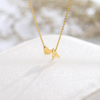 Dainty Heart Initial Necklace