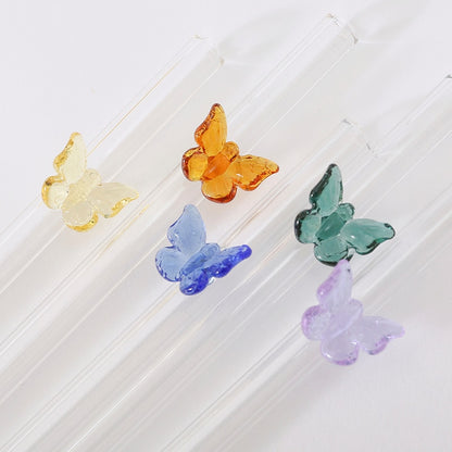 Glass Butterfly Birthday Straws