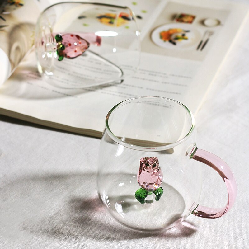 korean style glass strawberry cup 