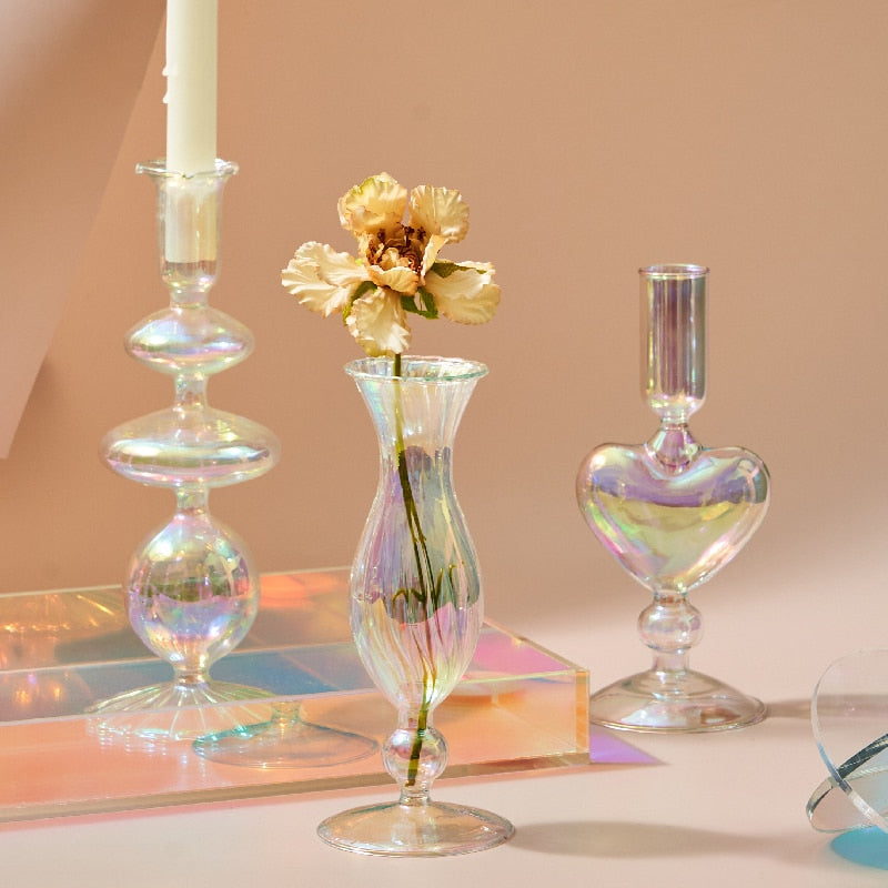 Iridescent Vase & Candle Holder