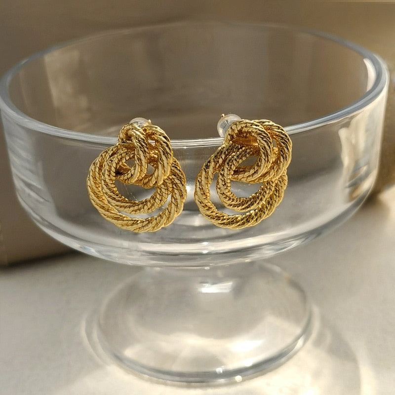 Vintage Double Hoop Gold Earrings