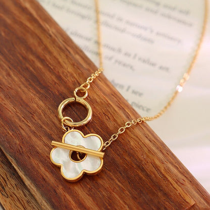 Gold & Pearl Clover Necklace