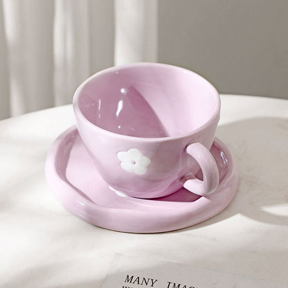 Purple Flower Coffee Cup & Saucer Set