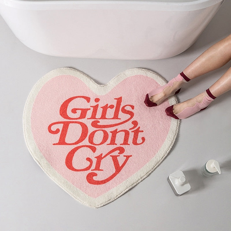 girls don't cry heart rug 