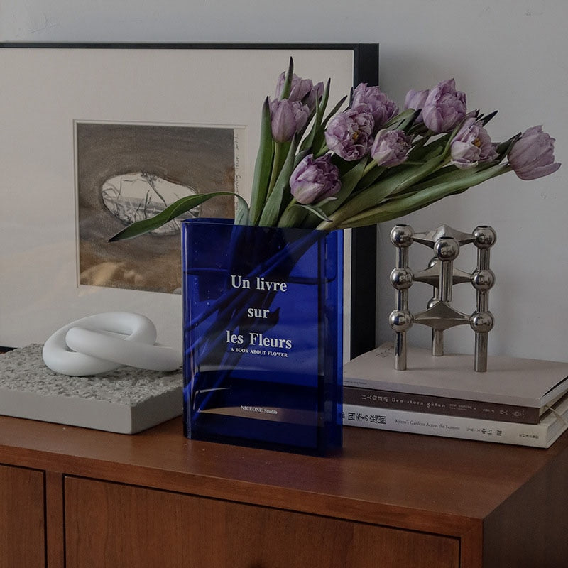 stylish clear blue vase 