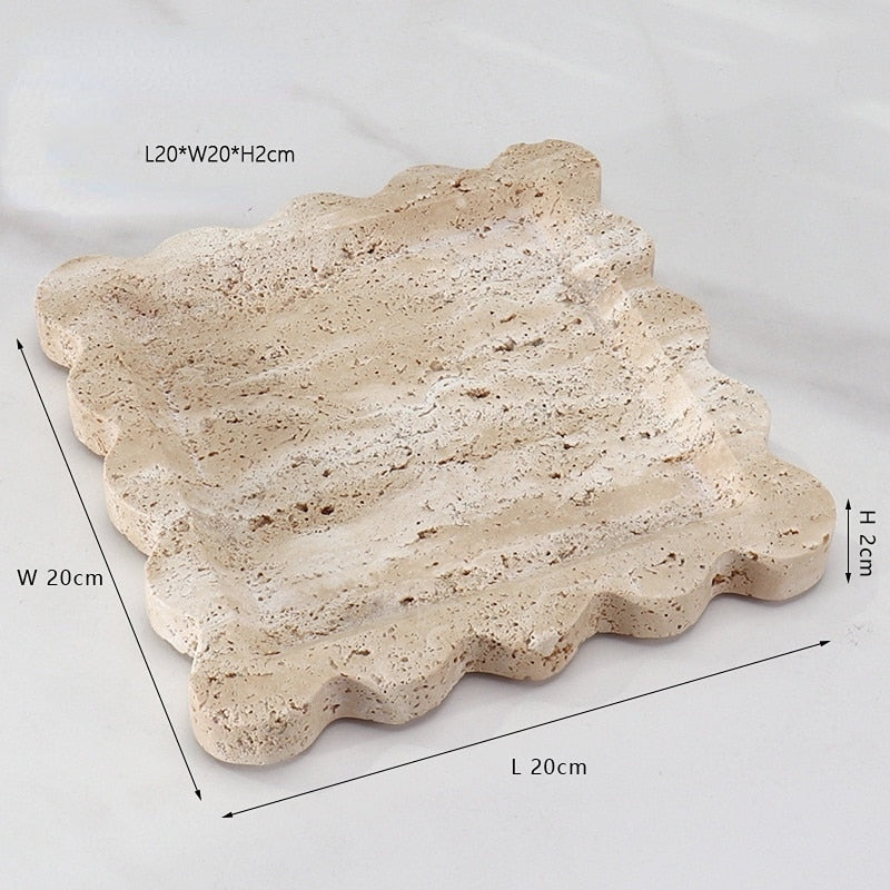 Handmade Marble Stone Scalloped Decorative Dish