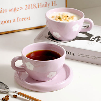 Purple Flower Coffee Cup & Saucer Set