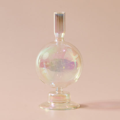 Iridescent Glass Vase & Candle Holders